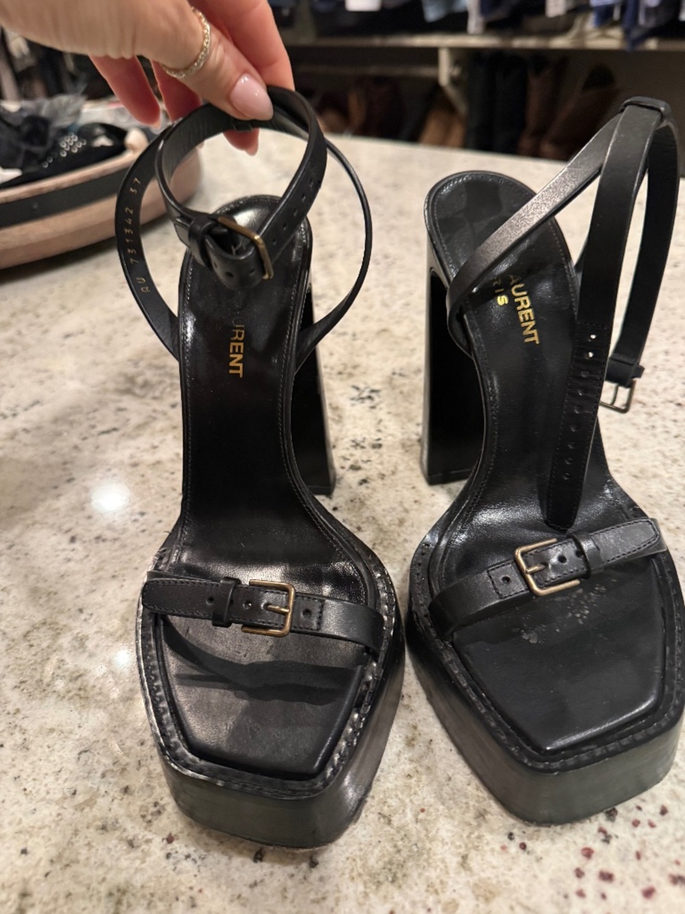 Saint Laurent block heel sandal 37